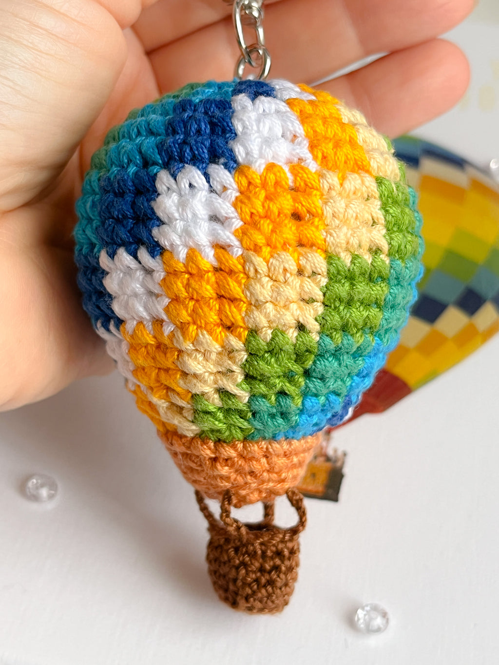 Young Forever Hot Air Balloon Crochet Keyring