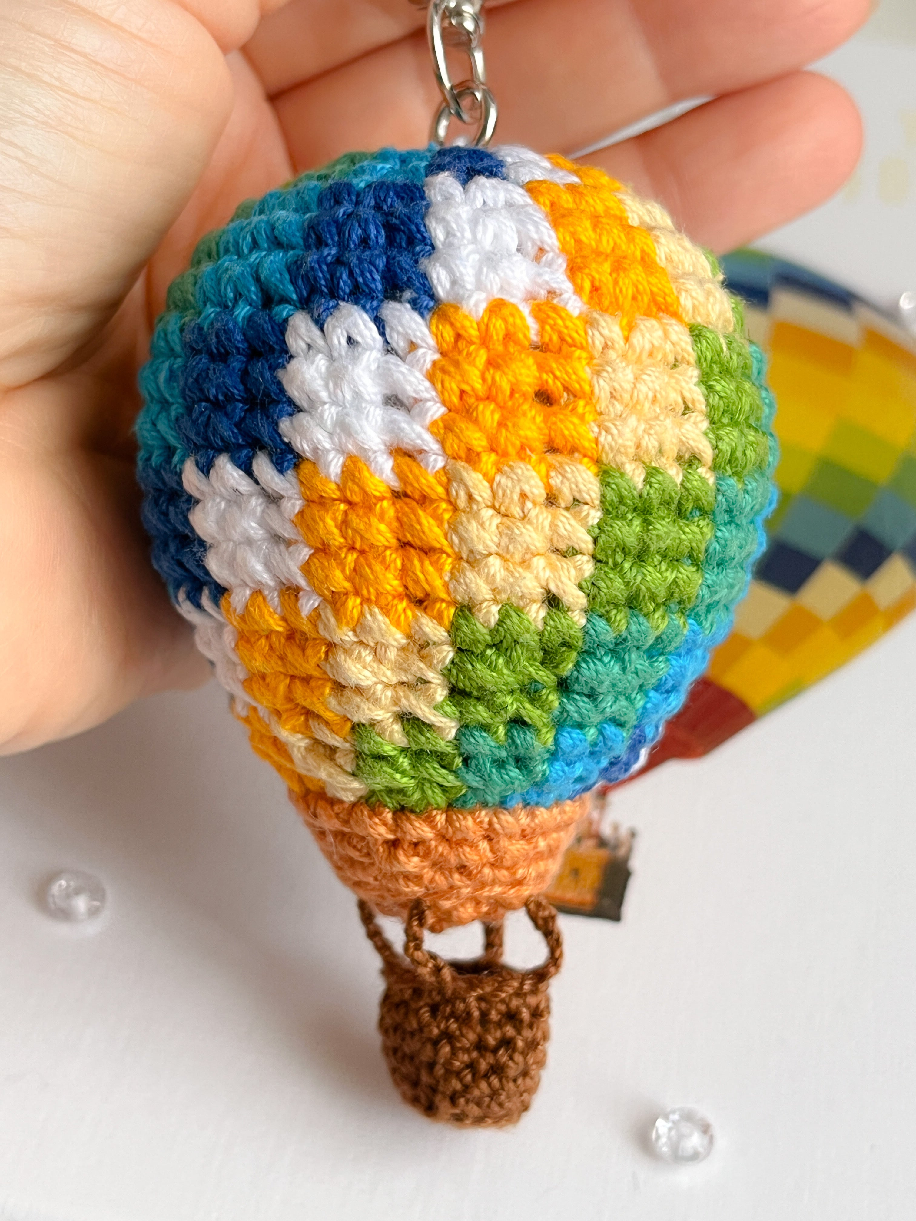 Young Forever Hot Air Balloon Crochet Keyring