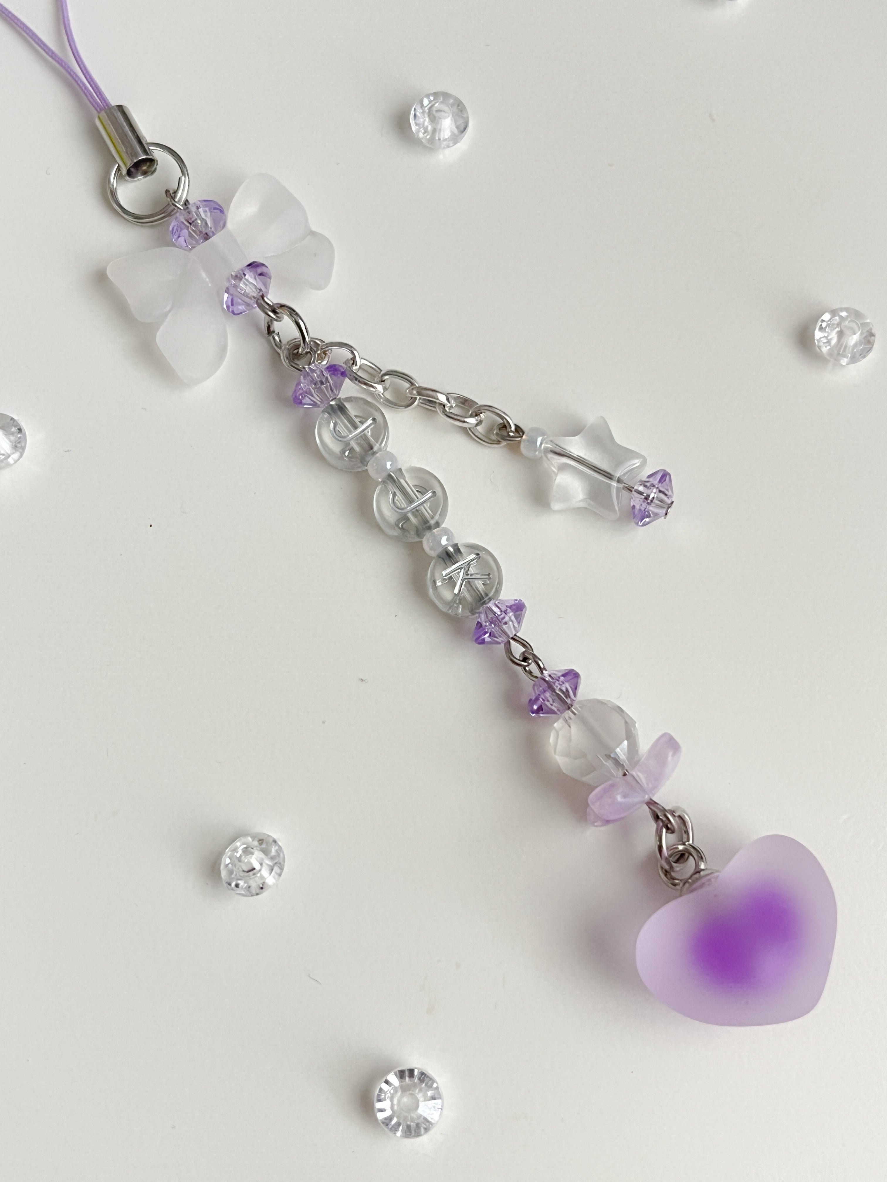 Bow and heart phone charm