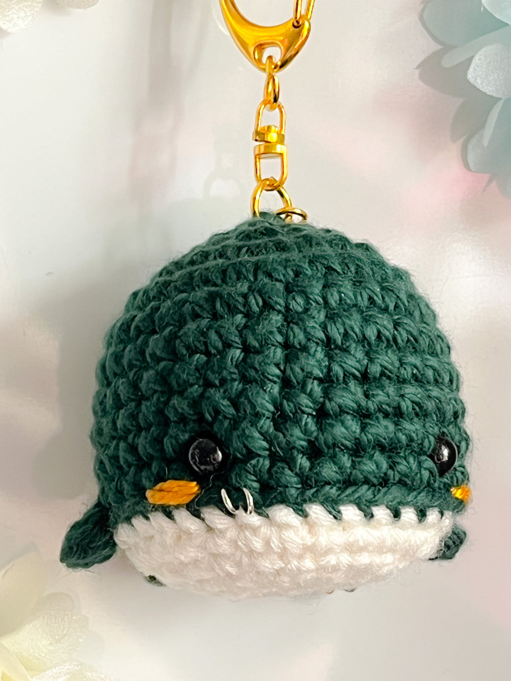 Golden Inspired Crochet Whale Keyring