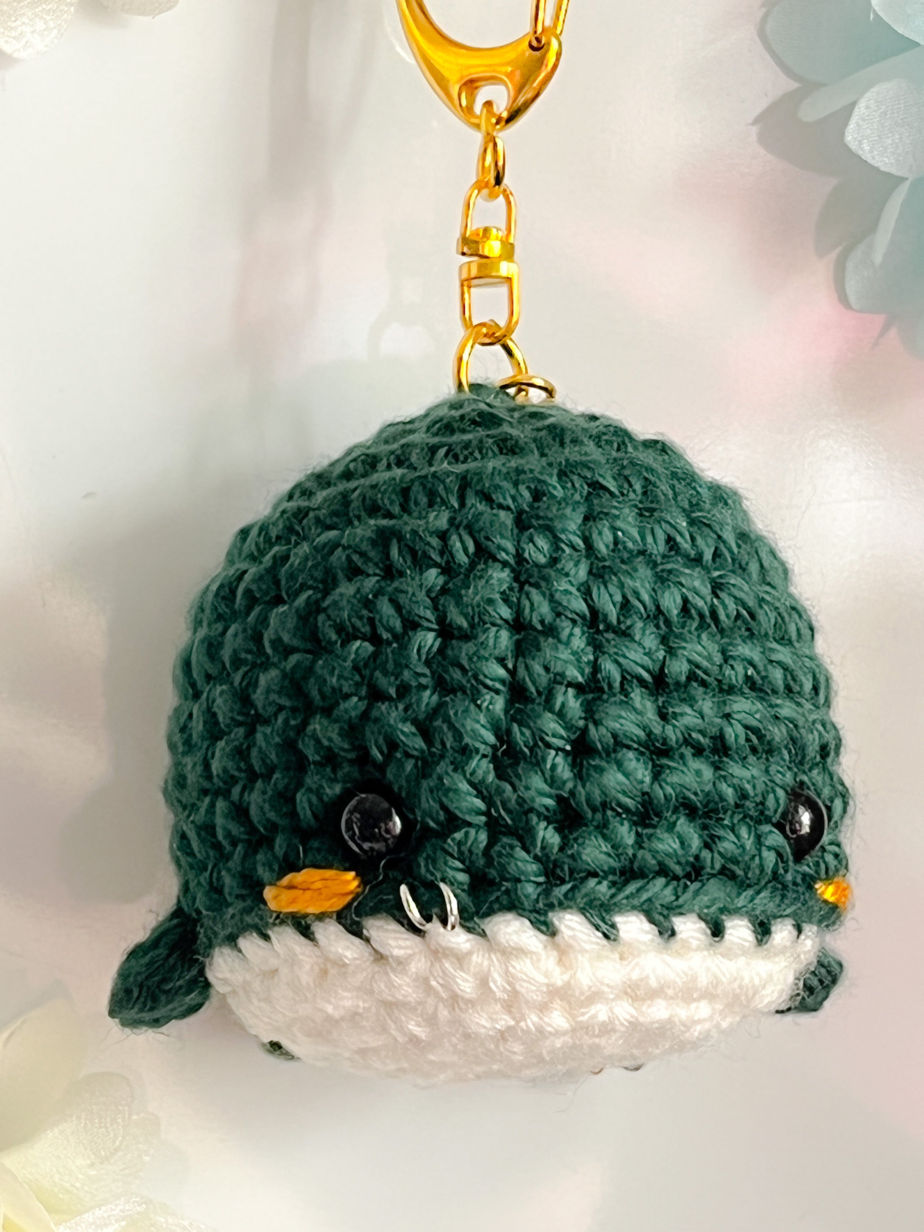Golden Inspired Crochet Whale Keyring