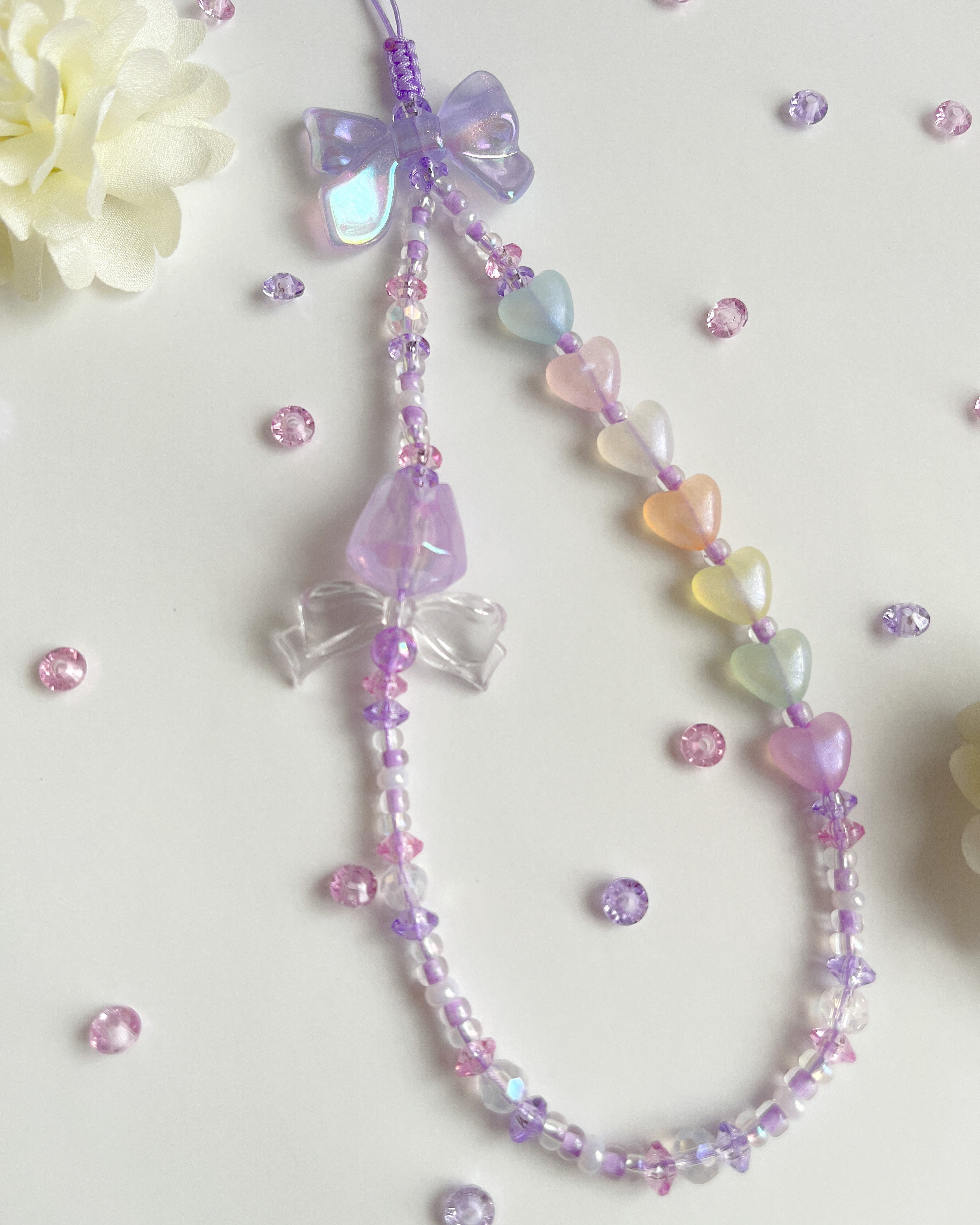 Rainbow hearts strap charm