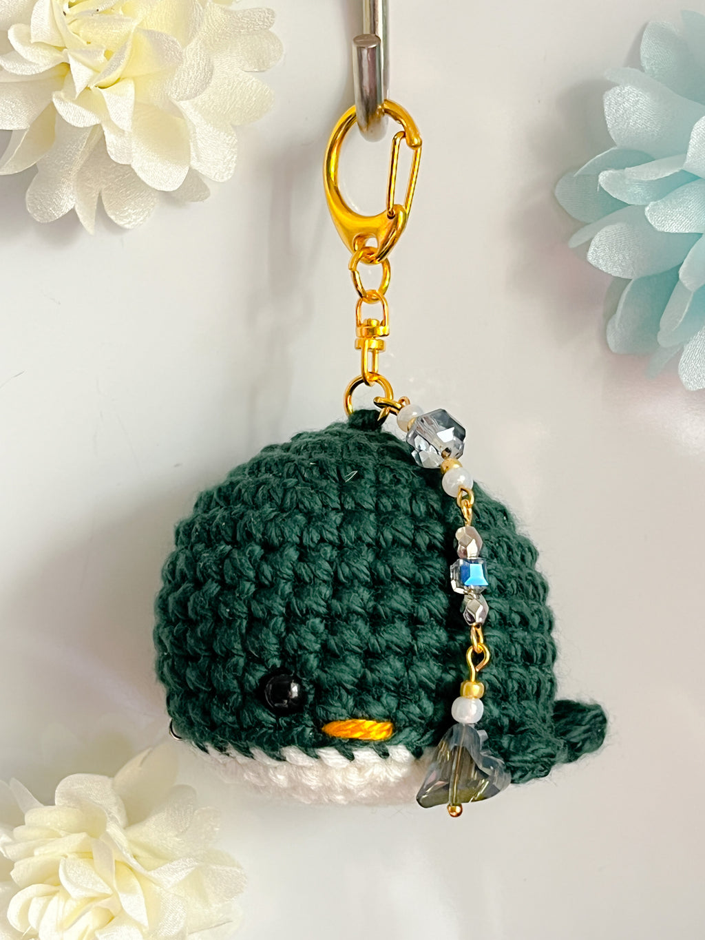 Golden Inspired Crochet Whale Keyring