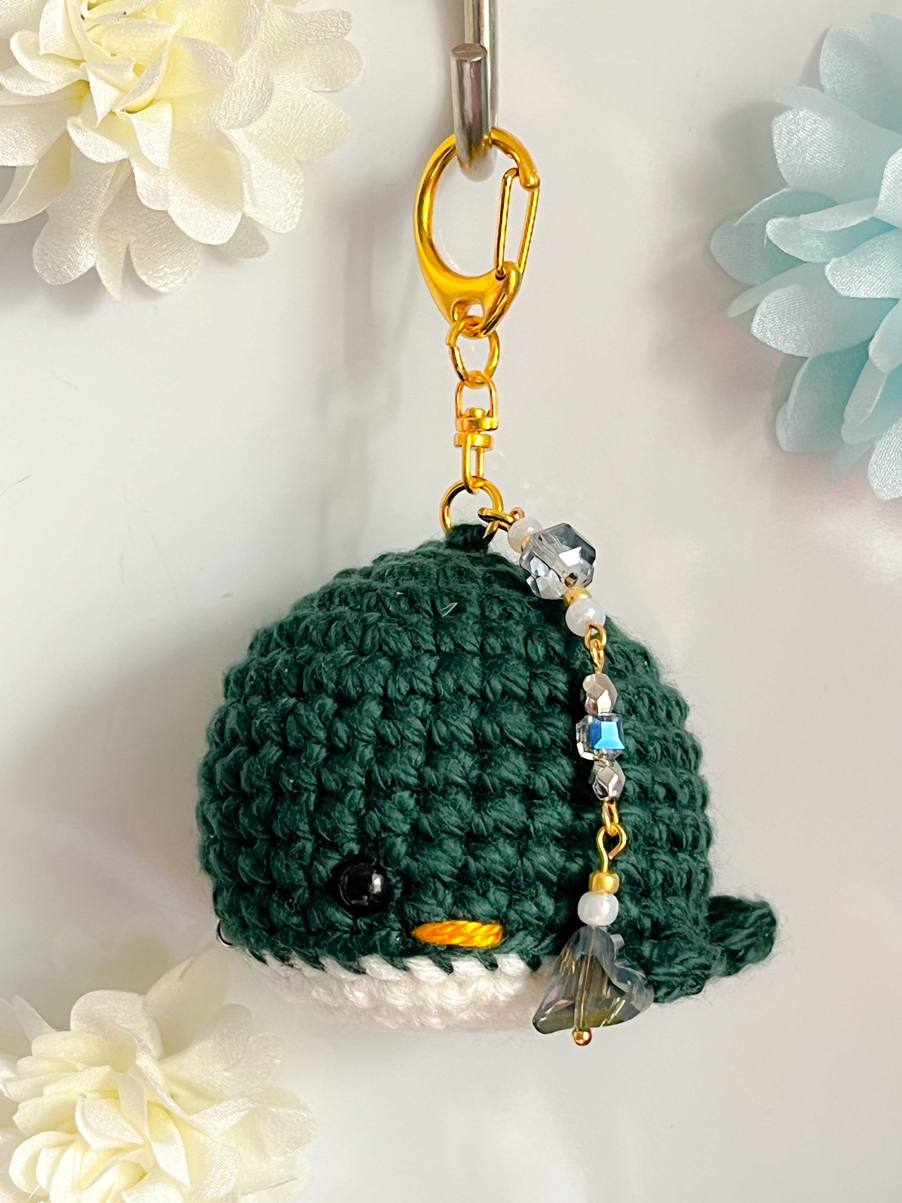 Golden Inspired Crochet Whale Keyring