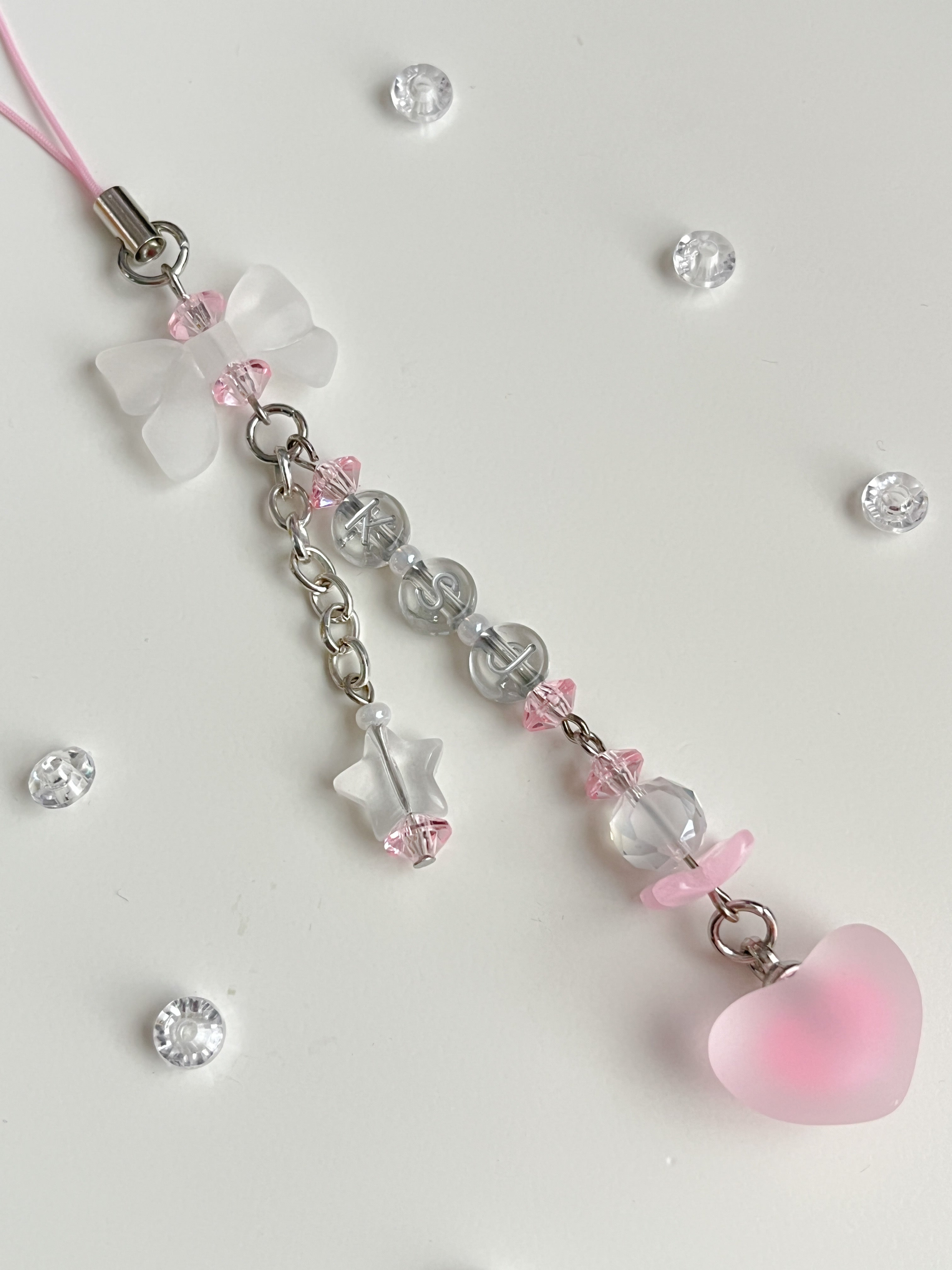 Bow and heart phone charm