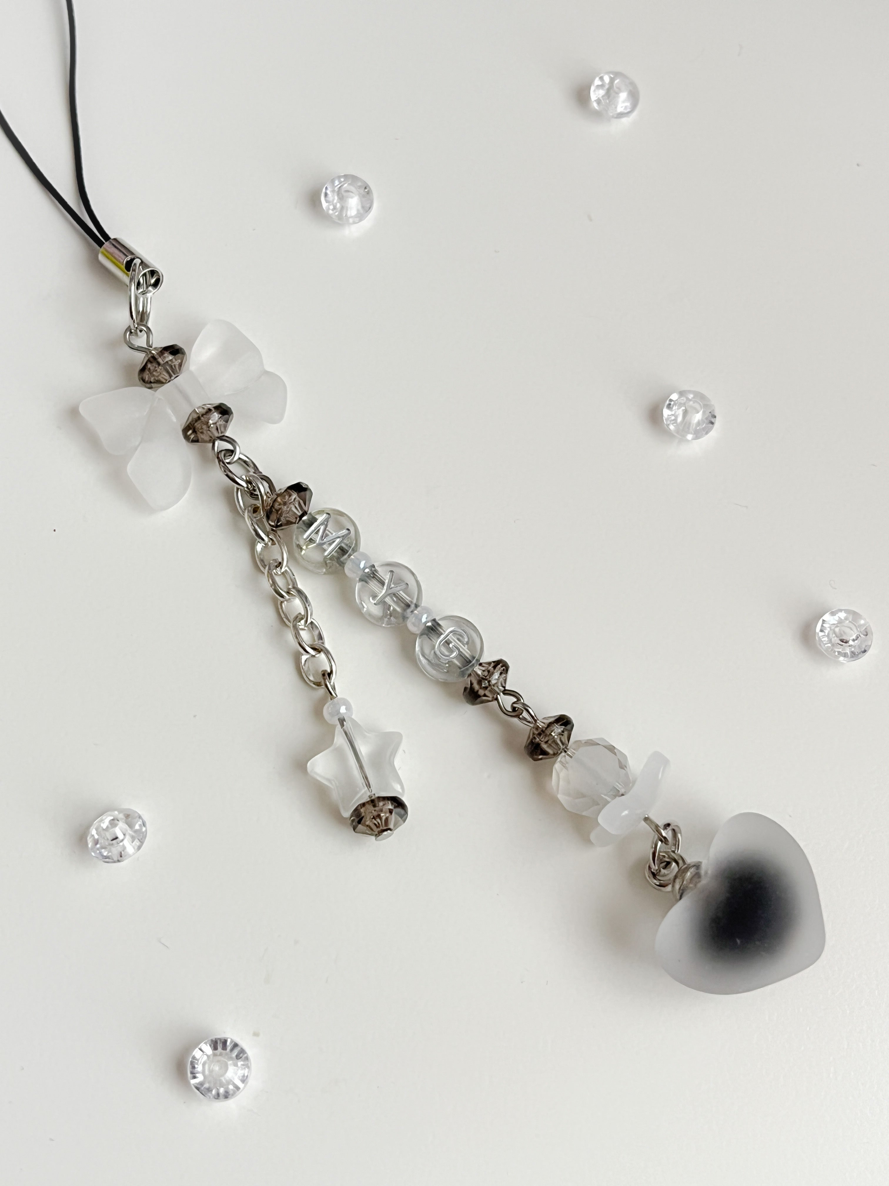 Bow and heart phone charm