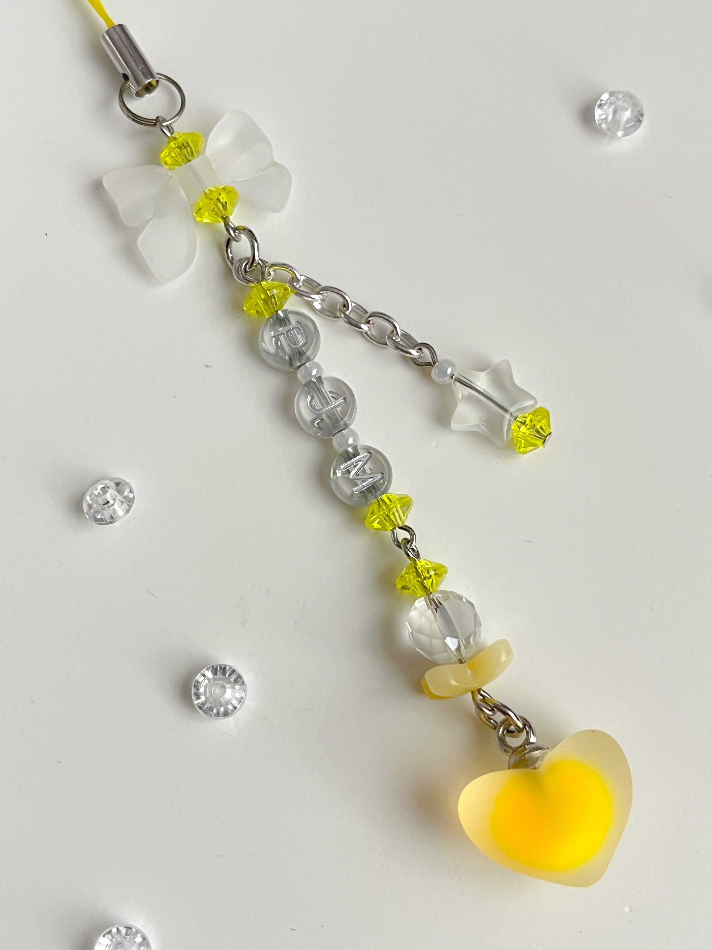 Bow and heart phone charm