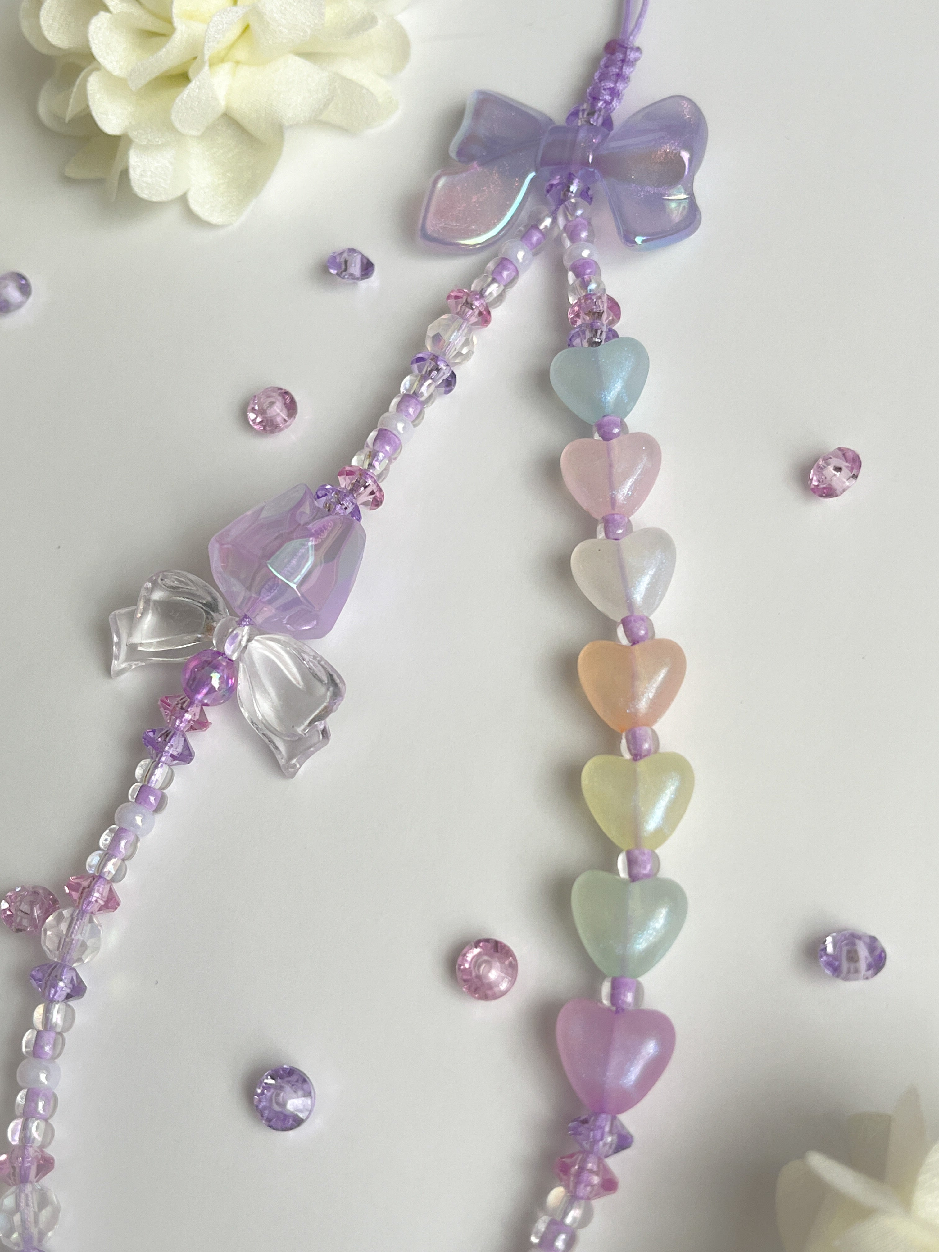 Rainbow hearts strap charm