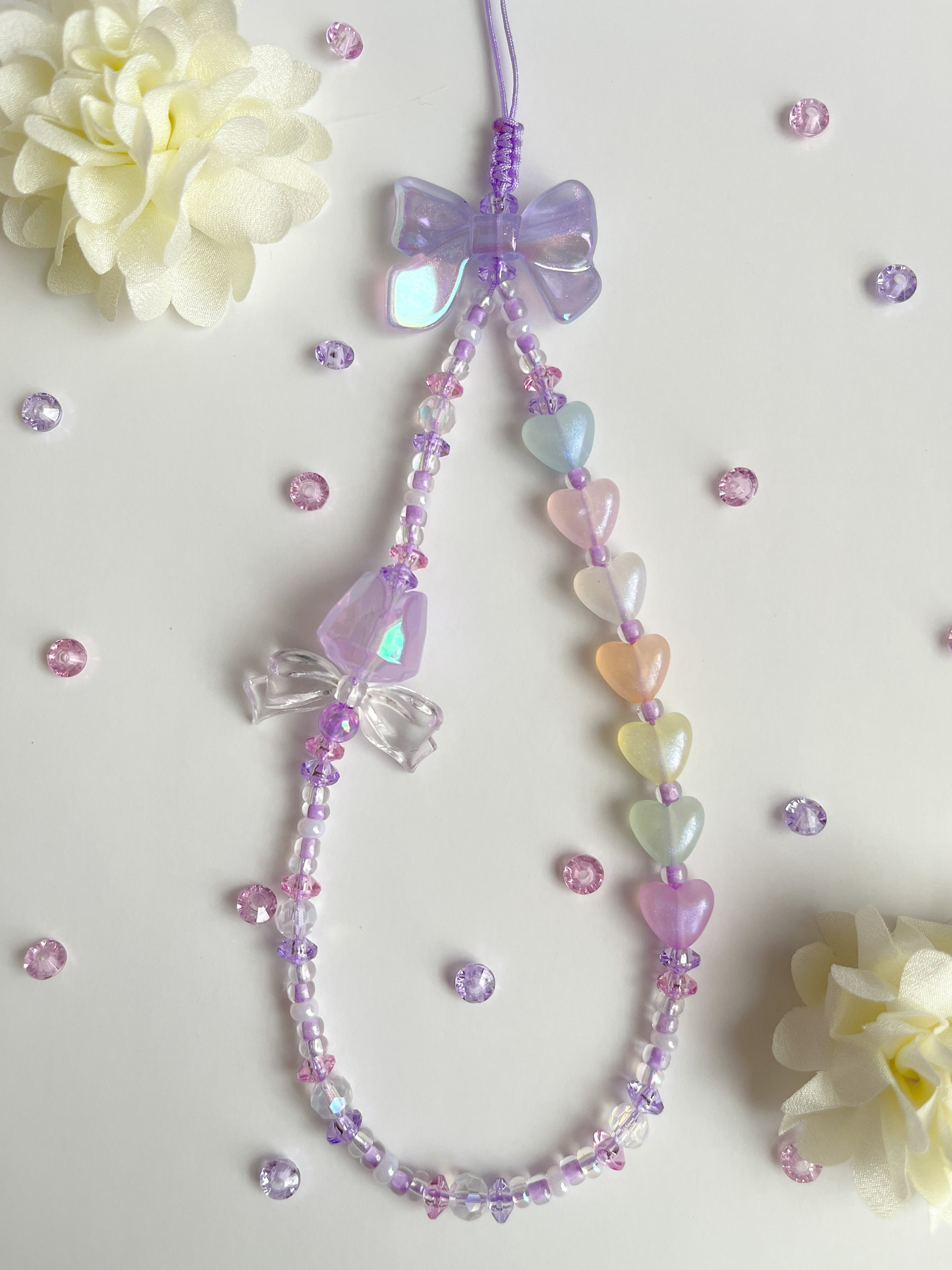 Rainbow hearts strap charm