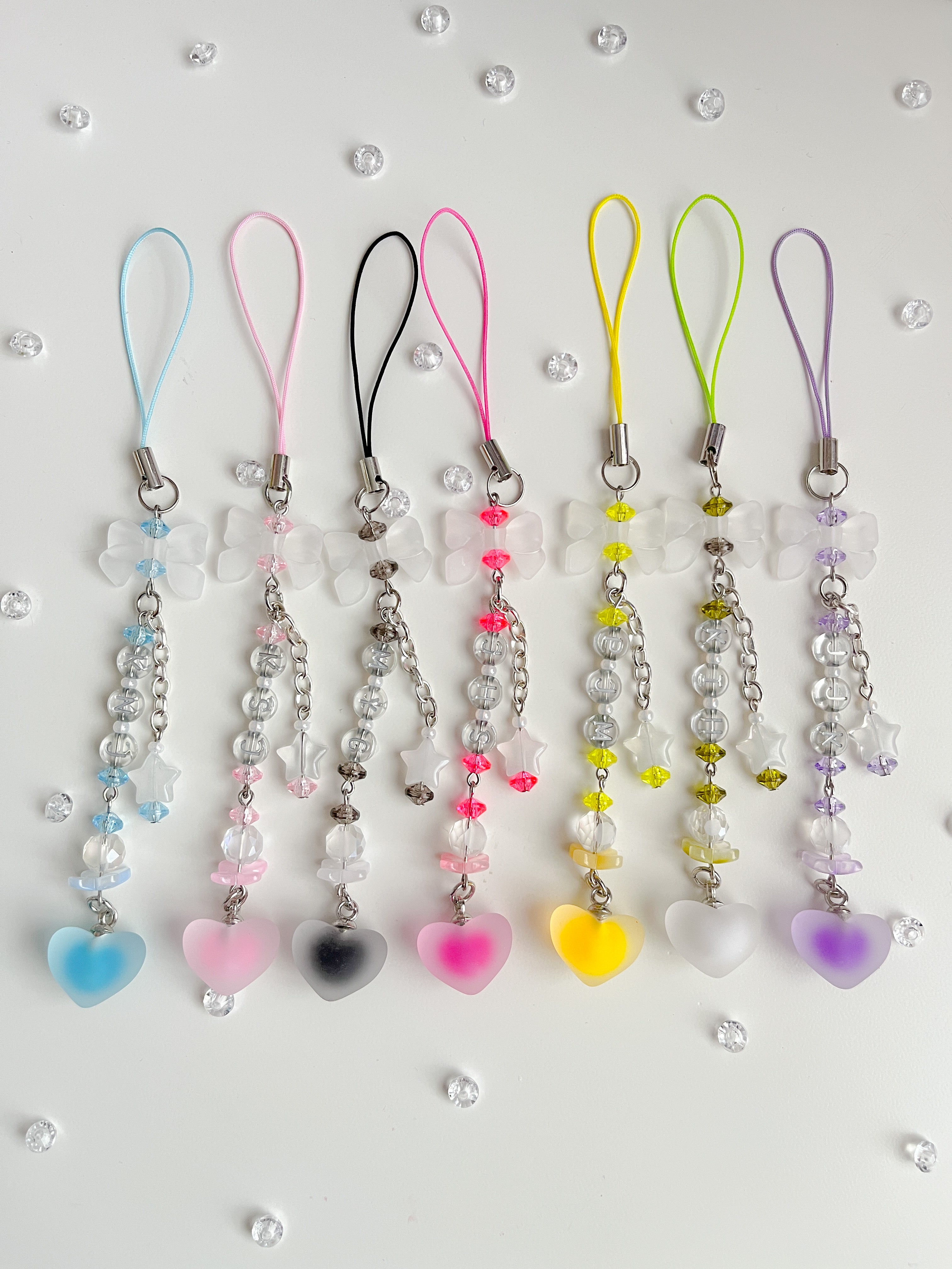 Bow and heart phone charm