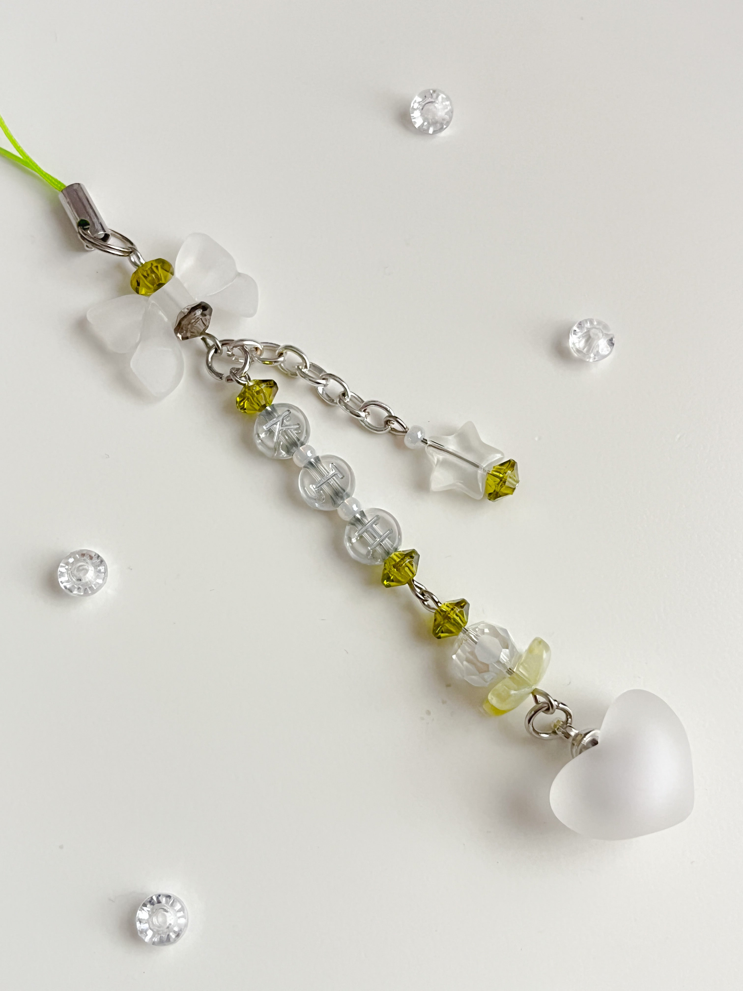 Bow and heart phone charm